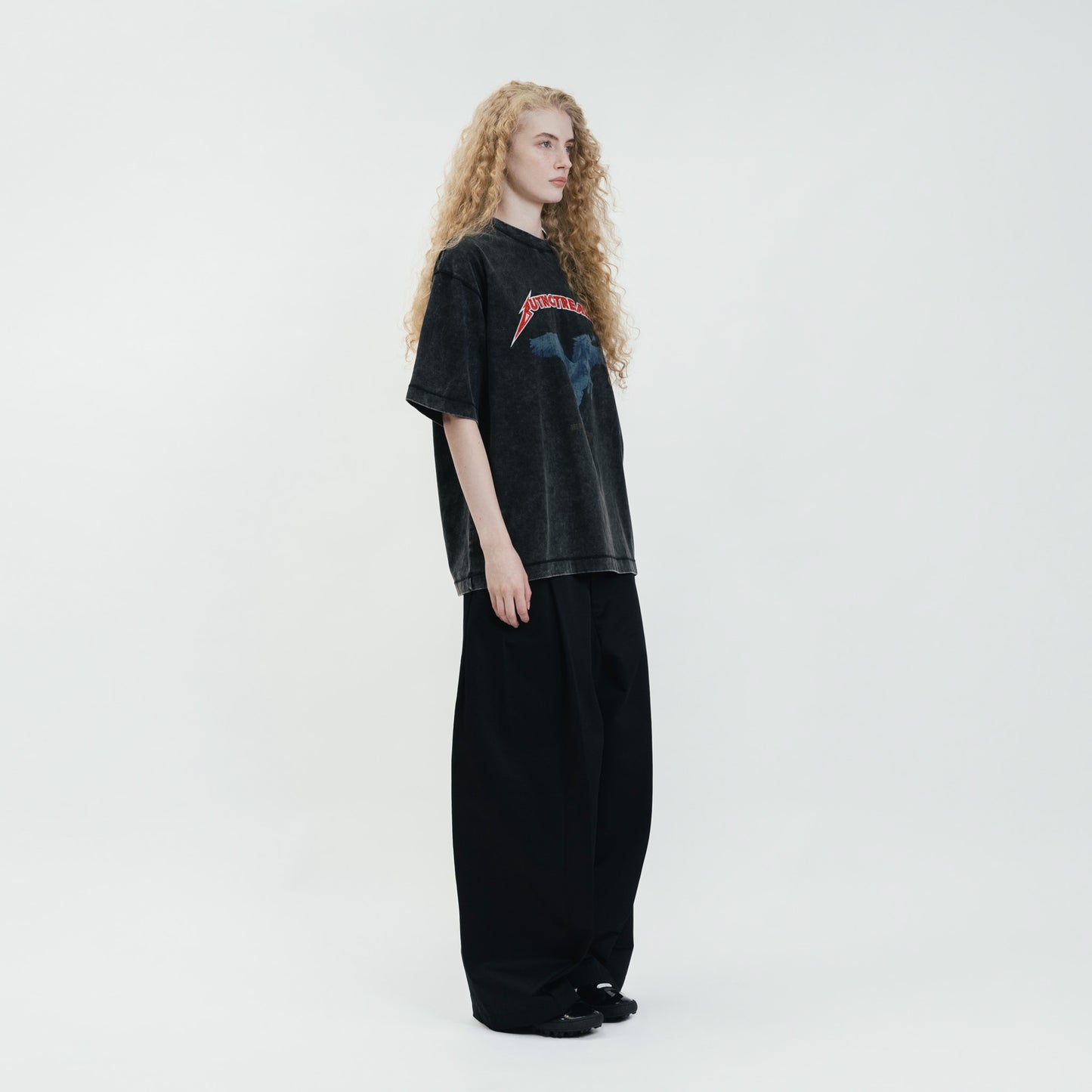 Stone-Washed Graphic Cotton Oversized Tee