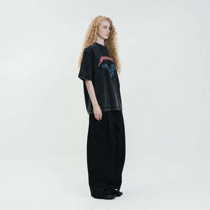 Stone-Washed Graphic Cotton Oversized Tee