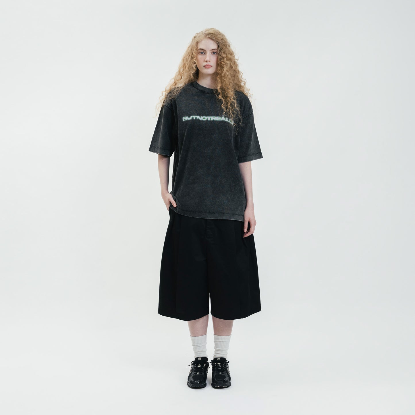 Stone-Washed Graphic Cotton  Oversized Tee
