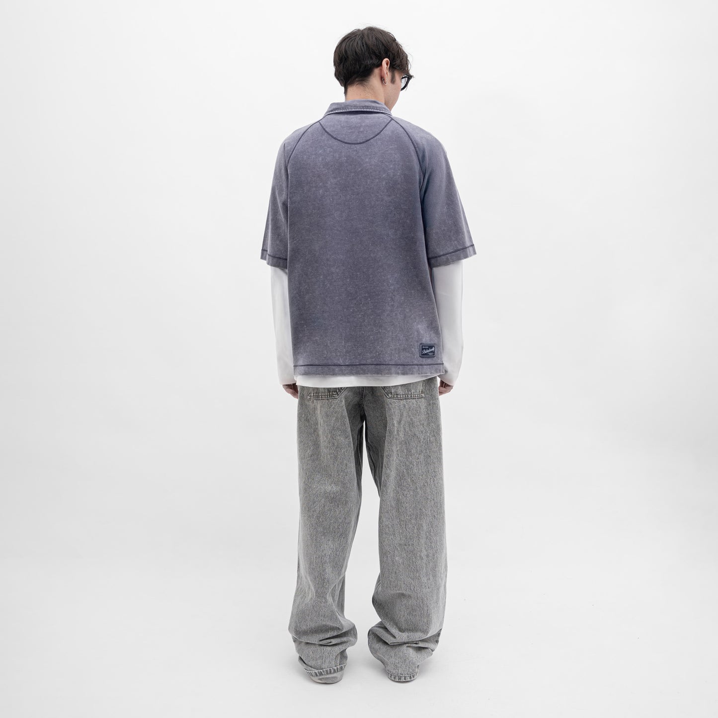 Stone-Washed Cotton Oversized Polo Tee