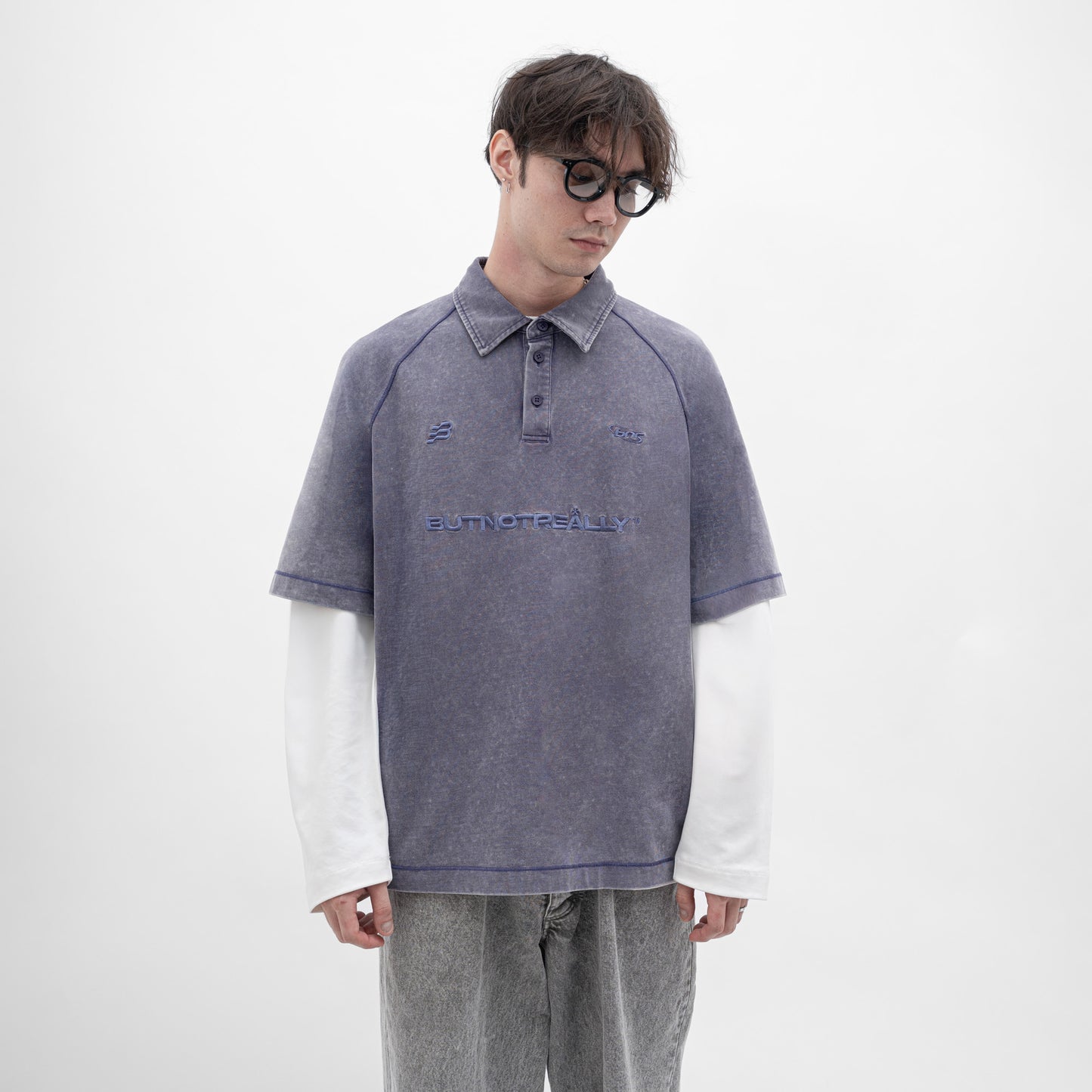 Stone-Washed Cotton Oversized Polo Tee