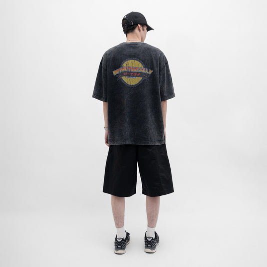 Stone-Washed Graphic Oversized Tee
