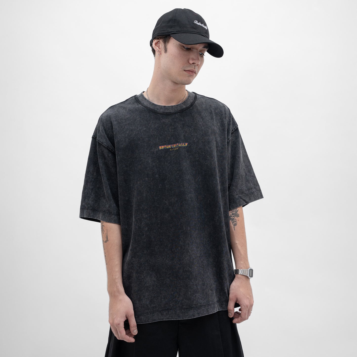 Stone-Washed Graphic Oversized Tee