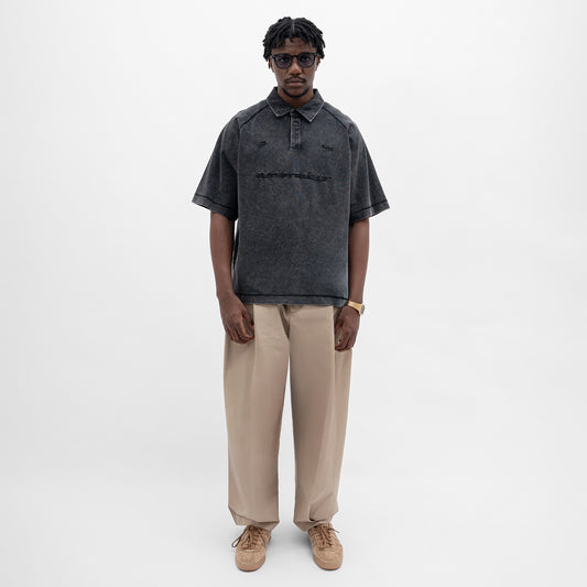 Stone-Washed Cotton Oversized Polo Tee