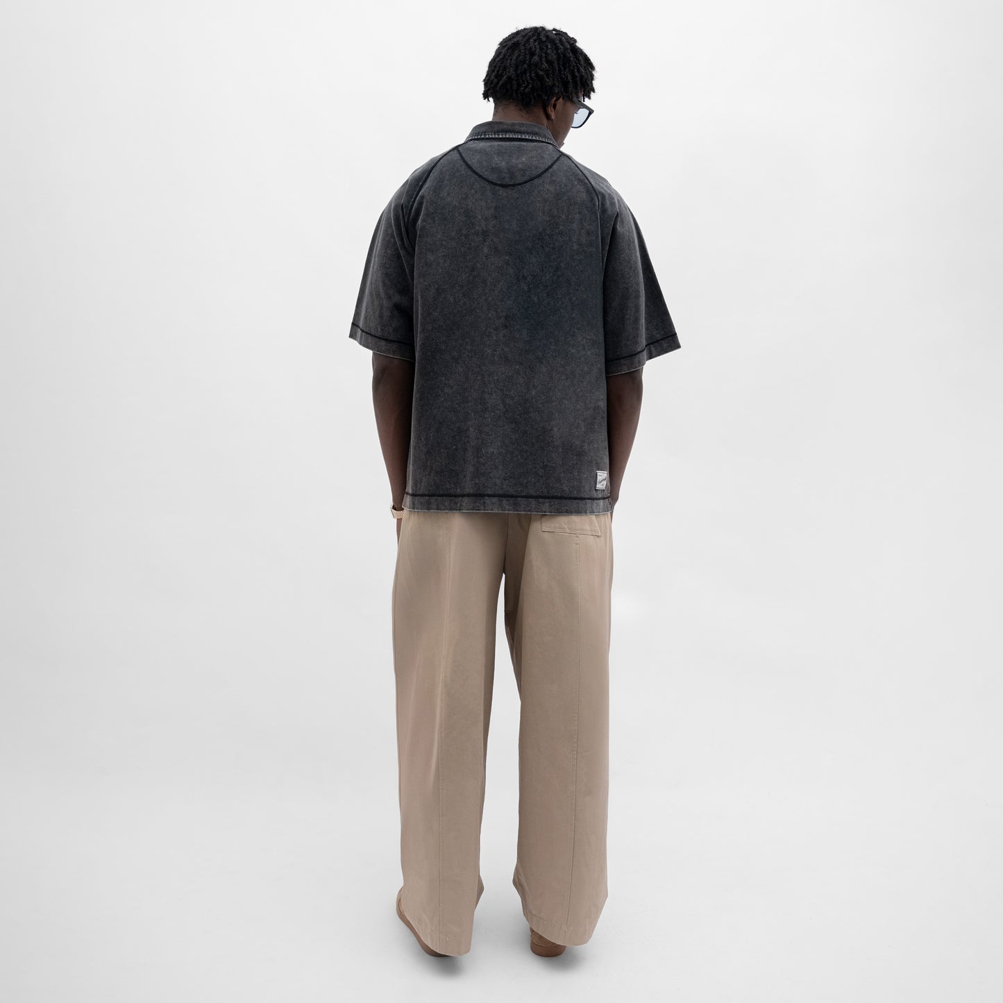 Stone-Washed Cotton Oversized Polo Tee